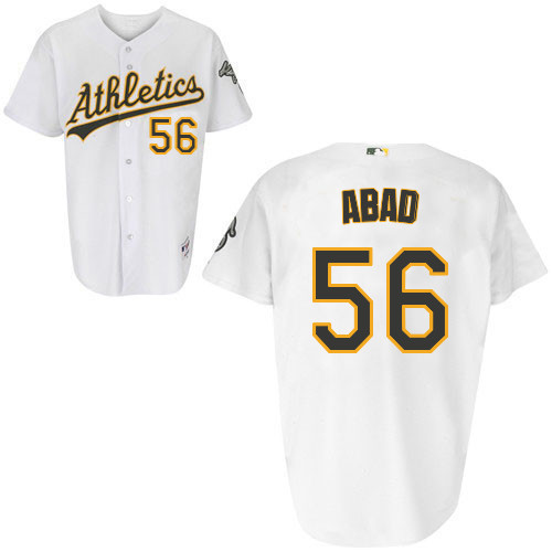 Fernando Abad #56 Youth Baseball Jersey-Oakland Athletics Authentic Home White Cool Base MLB Jersey